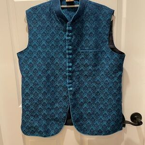 Blue Brocade Vest
